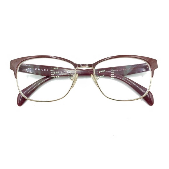 Prada VPR 65R UAN-1O1 Burgundy Red Gold Square Eyeglasses Frames 53-16 140 Italy - Picture 12 of 12